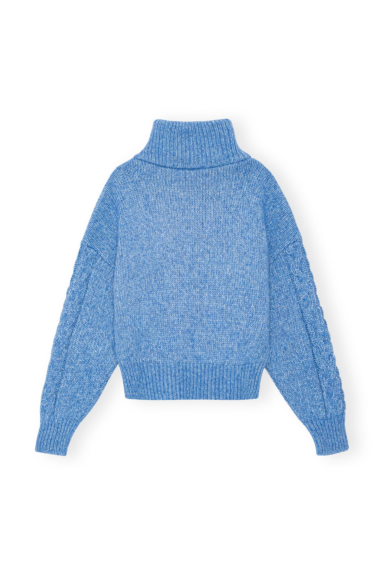 Blue Chunky Cable Zipper Blouse, Acryl, in colour Silver Lake Blue - 2 - GANNI