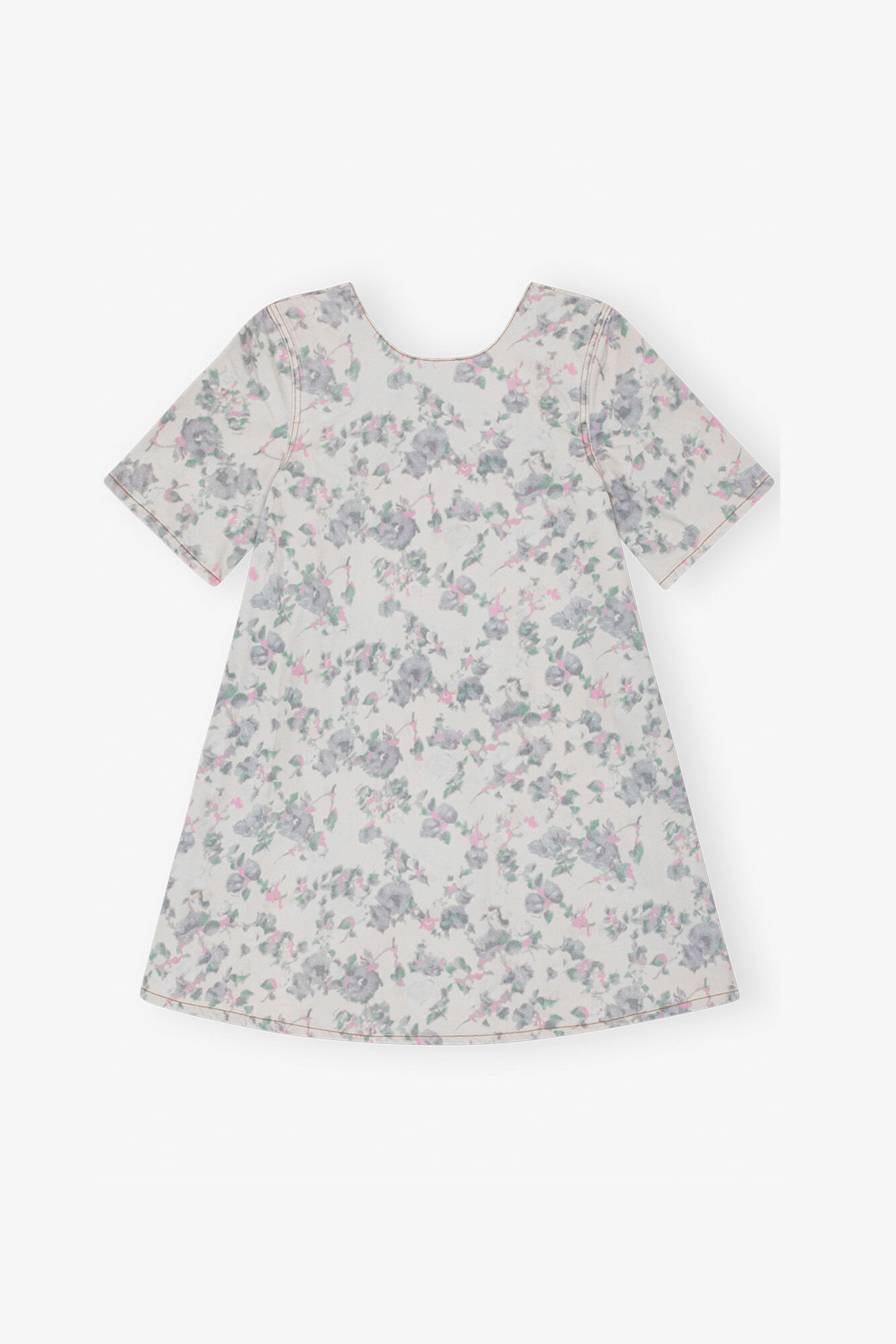 Mini-Kleid aus Denim mit floralem Print und offenem R&uuml;cken, Organic Cotton, in colour Tofu - 1 - GANNI