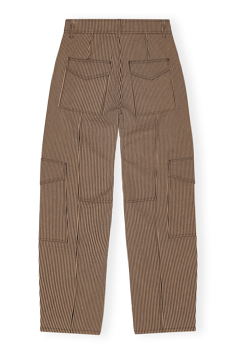 Seersucker Cargo Trousers, Cotton, in colour Irish Cream - 2 - GANNI