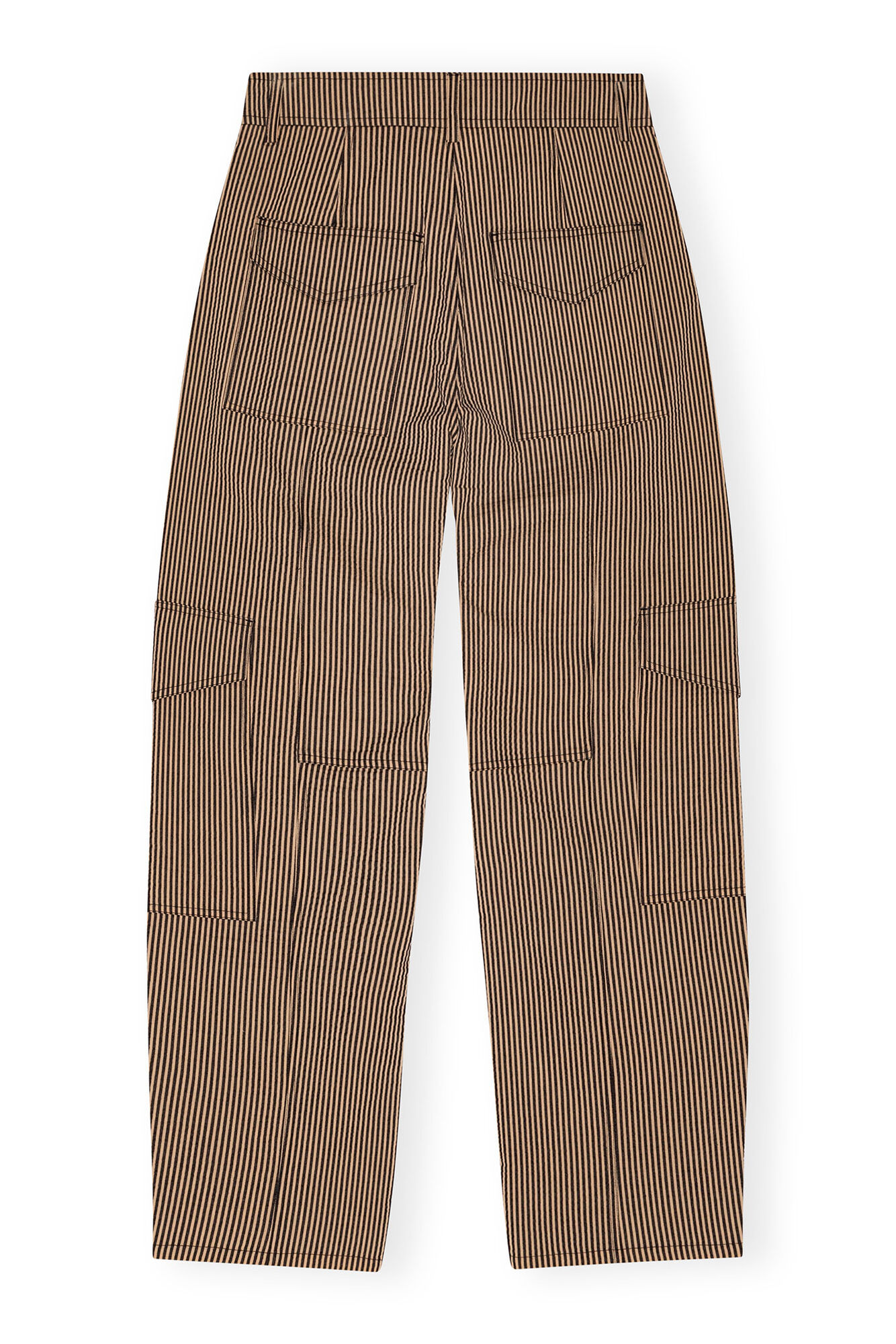 Seersucker Cargo Trousers, Cotton, in colour Irish Cream - 2 - GANNI