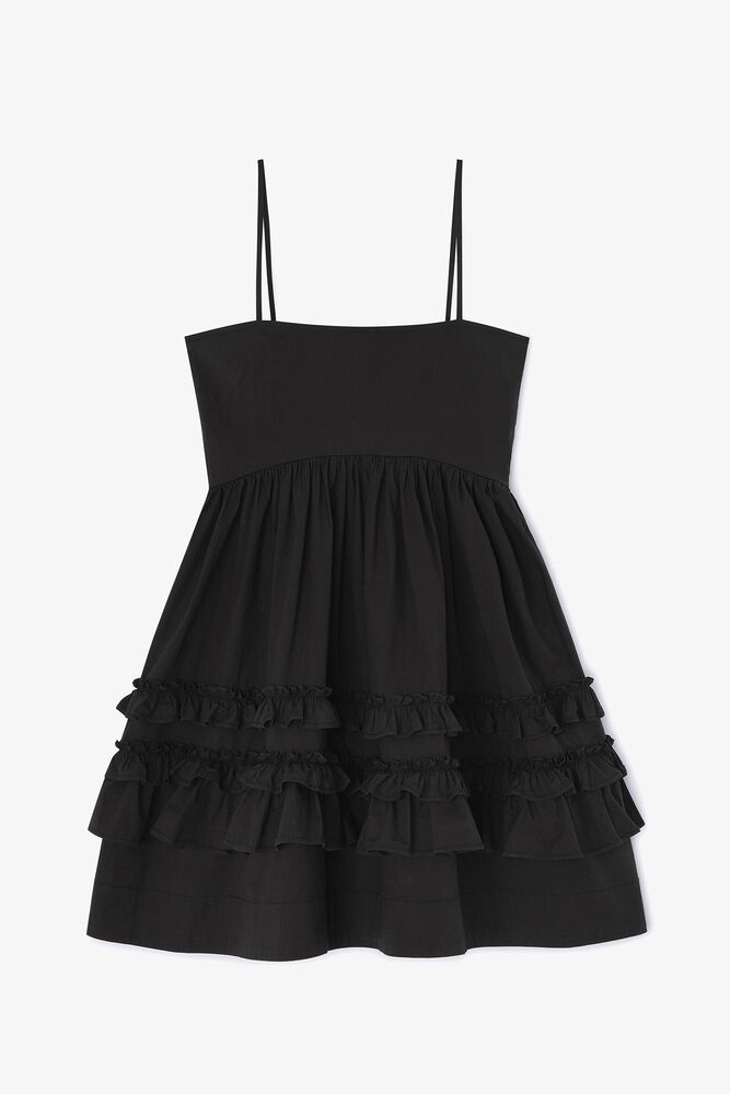 Black Mini Frill Dress, Black