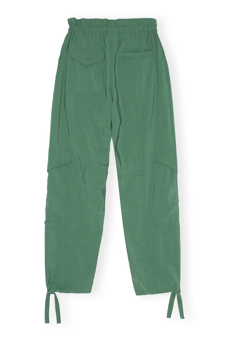 Slub Cargo Trousers , Polyester, in colour Myrtle - 2 - GANNI