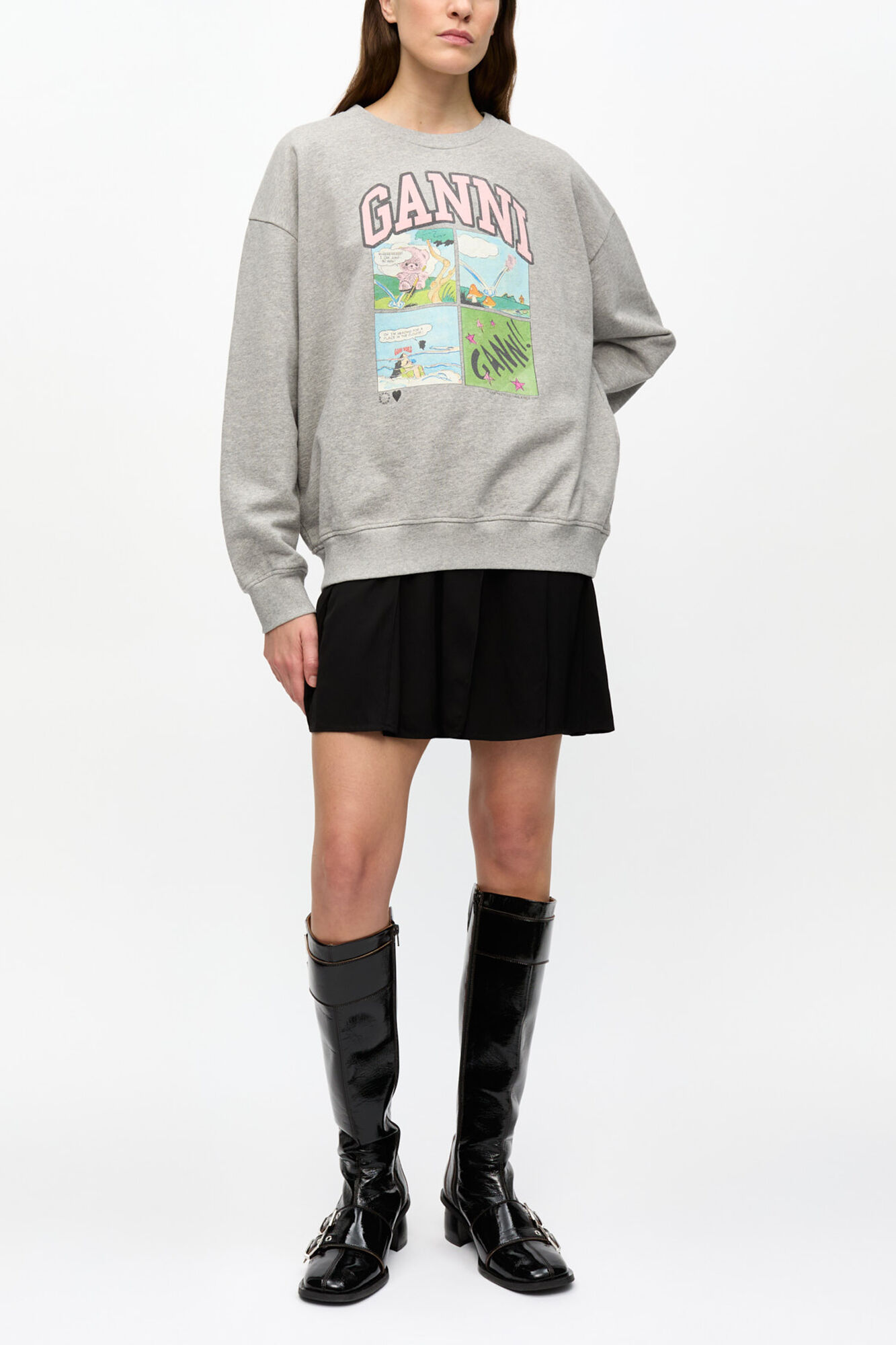 Grey Isoli Oversized Graphic Sweatshirt | GANNI GR