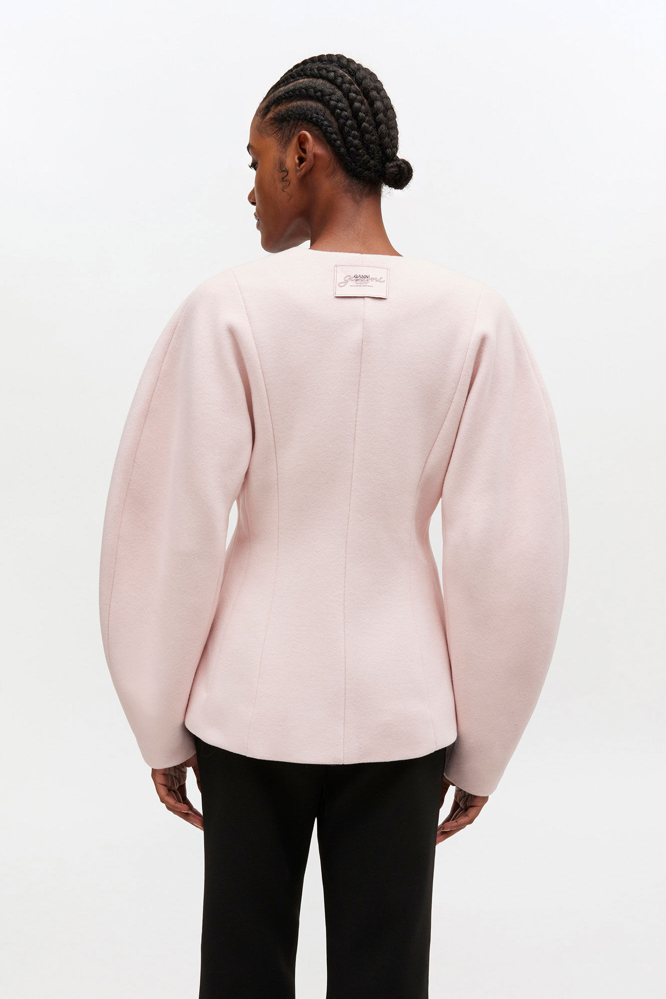 Pink Wool Blazer, in colour Ballerina - 3 - GANNI