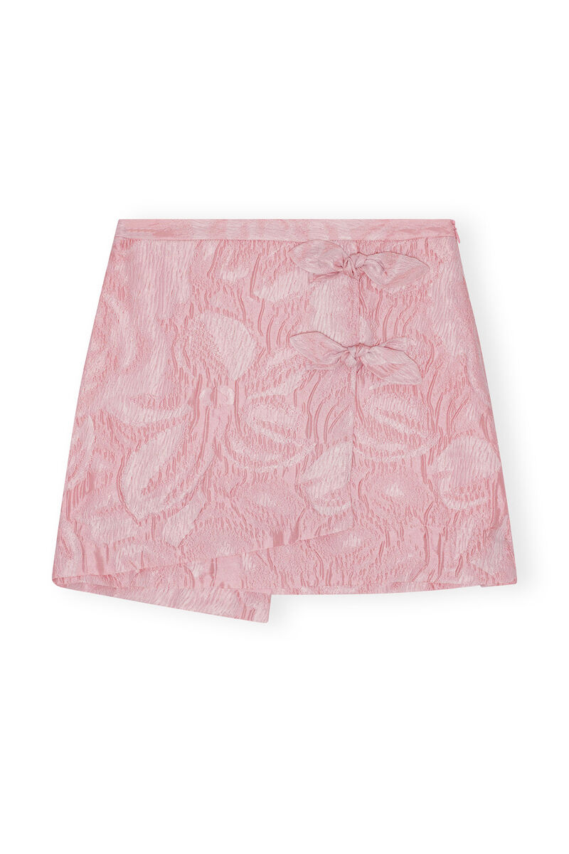 Pink Textured Cloqué Mini Skirt, Nylon, in colour Bleached Mauve - 1 - GANNI