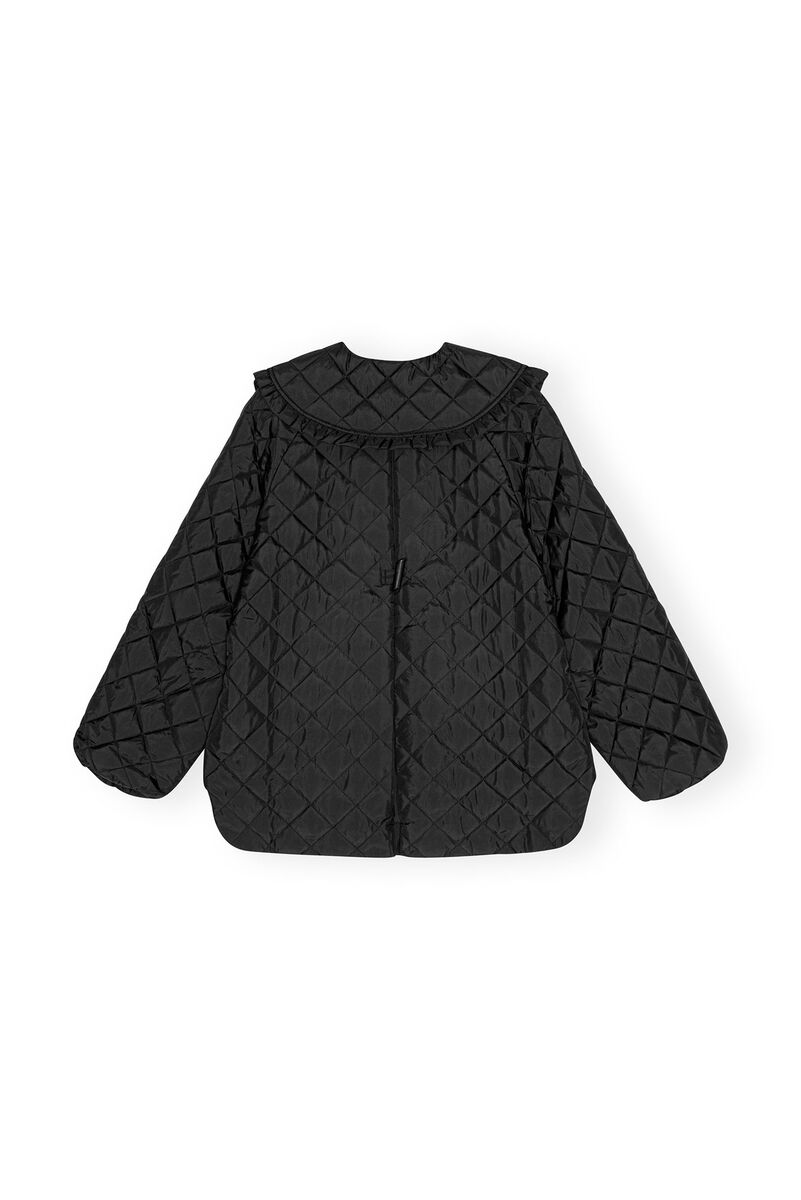 Quilted Coat, Recycled Polyester, in colour Black - 2 - GANNI