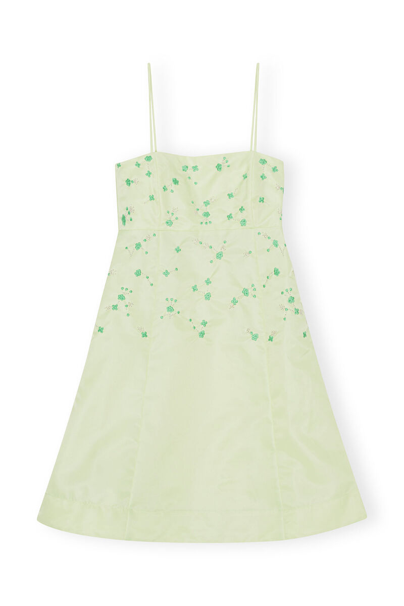 Beaded Nylon Mini Dress , Nylon, in colour Lily Green - 1 - GANNI