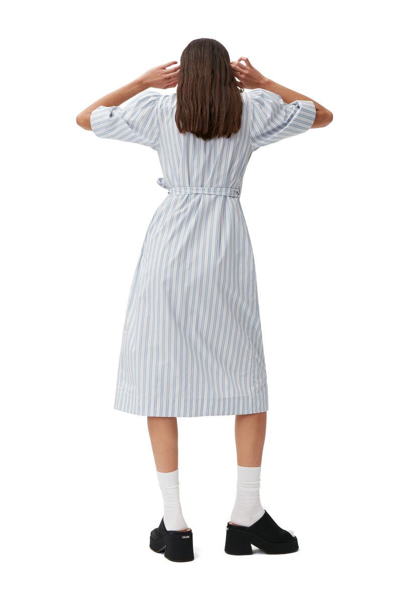 Wrap Midi Dress, Cotton, in colour Forever Blue - 2 - GANNI
