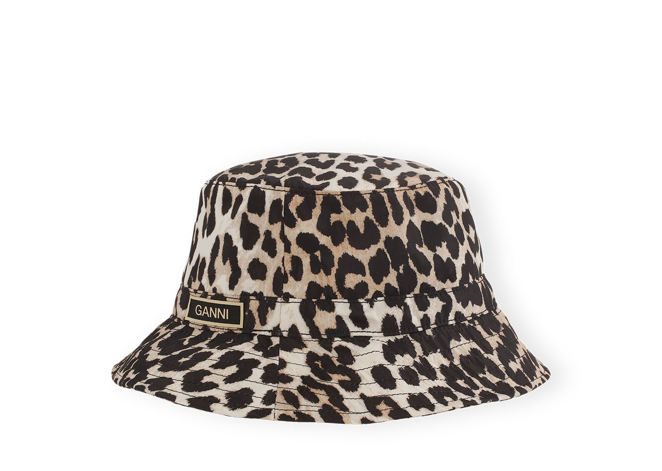 Bucket Hat, Recycled Polyester, in colour Leopard - 1 - GANNI