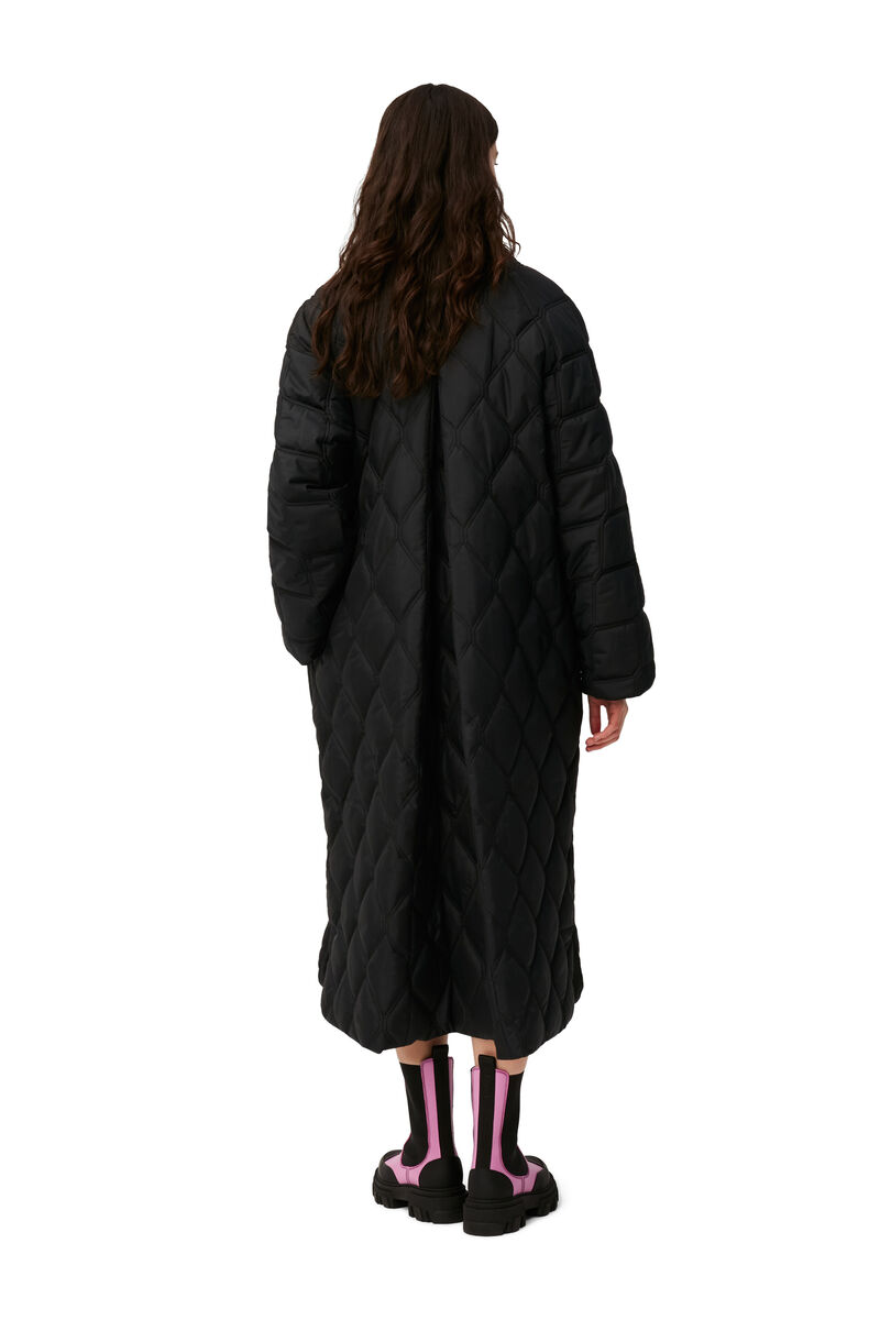 Ripstop Quilt Coat, Recycled Polyester, in colour Black - 2 - GANNI