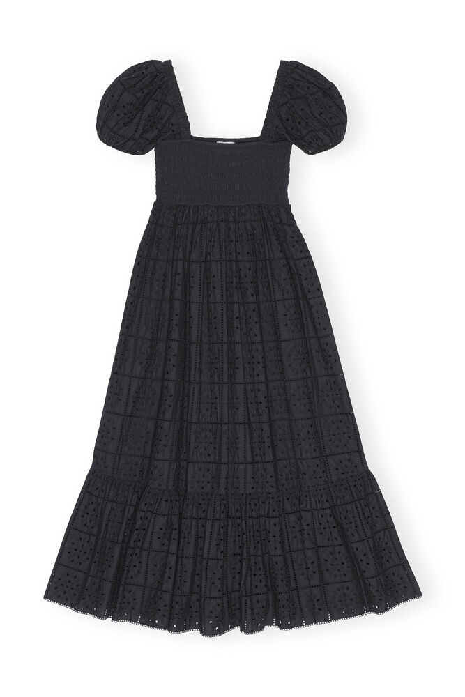 Robe longue en broderie anglaise, Black
