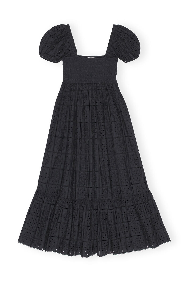 Black Broderie Anglaise Maxi Dress | GANNI US
