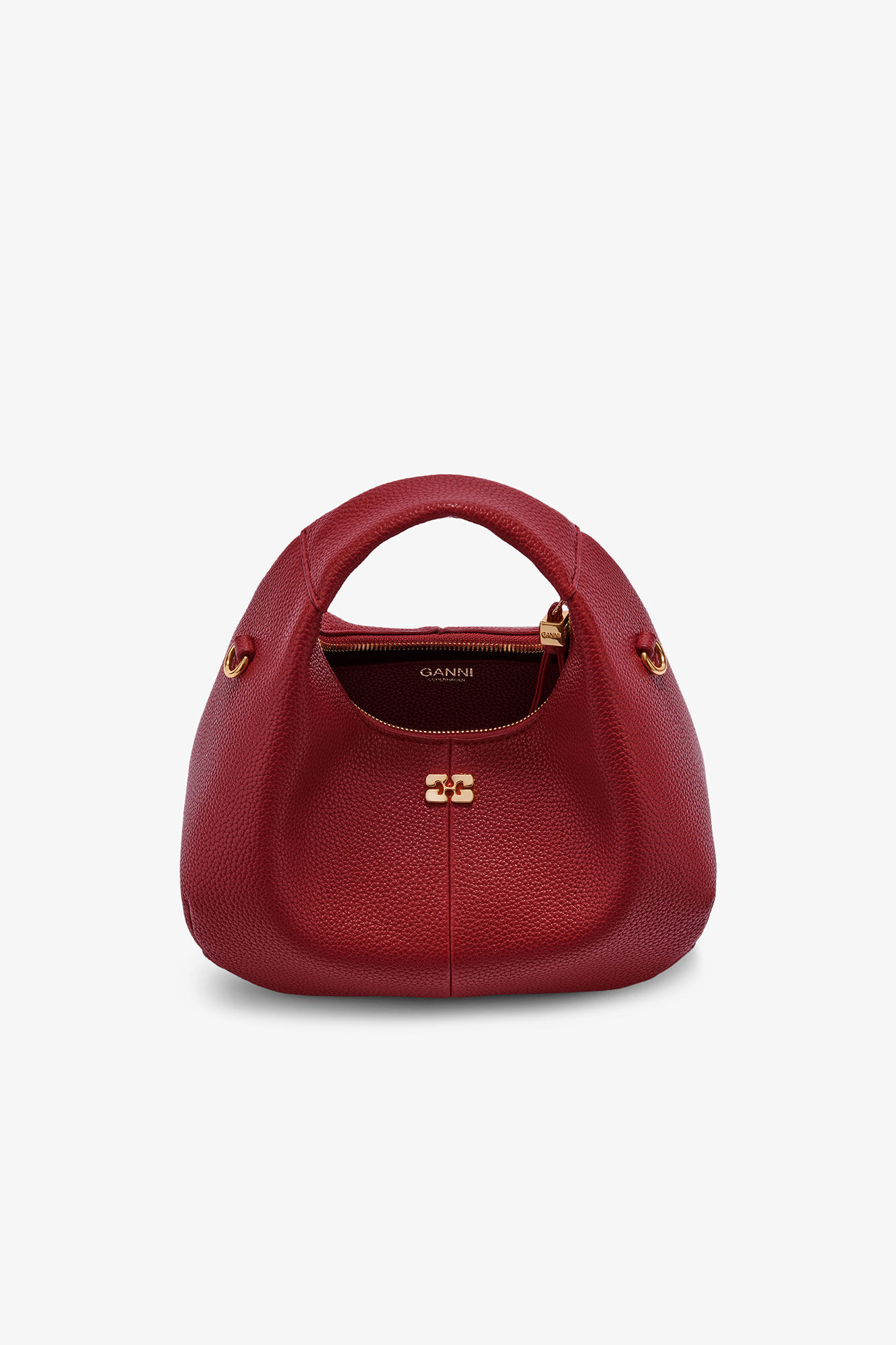 Grained Mini Bou Bag, in colour Red Dahlia - 3 - GANNI