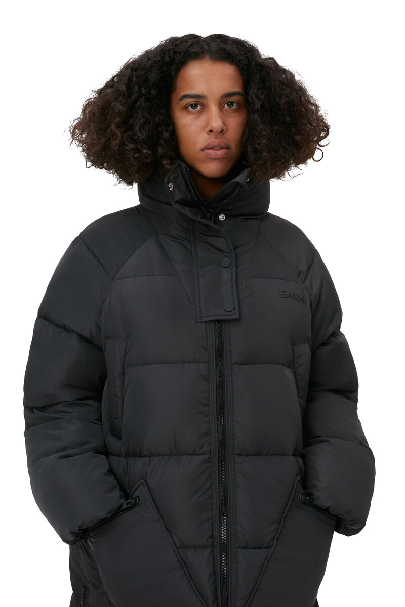Oversized Tech Puffer Coat, Recycled Polyester, in colour Phantom - 4 - GANNI