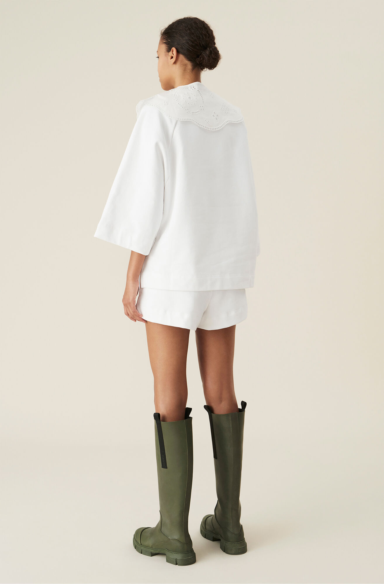 Isoli Shorts, Cotton, in colour Heather - 2 - GANNI