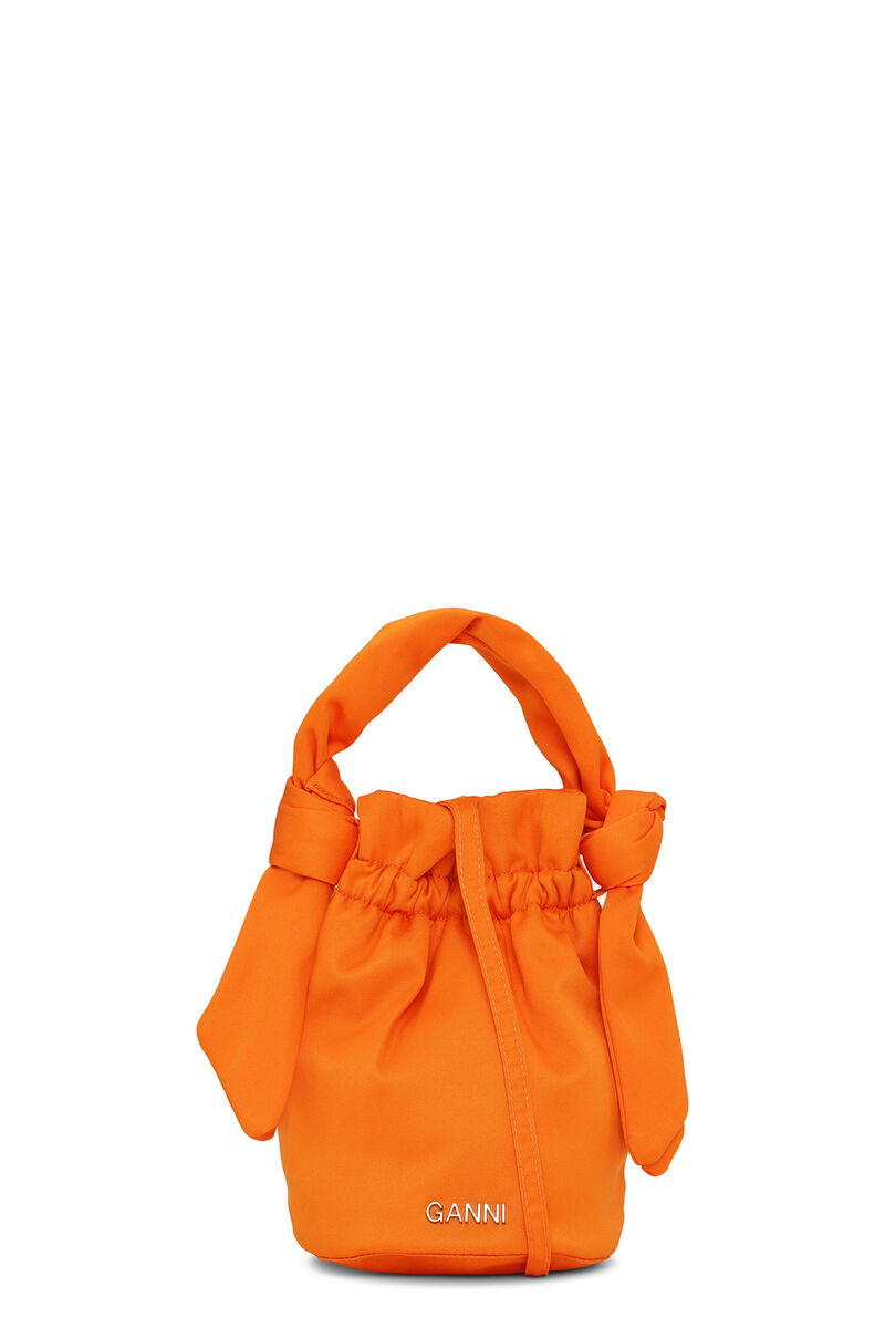 Occasion Top Handle Knot Bag, Polyester, in colour Vibrant Orange - 1 - GANNI