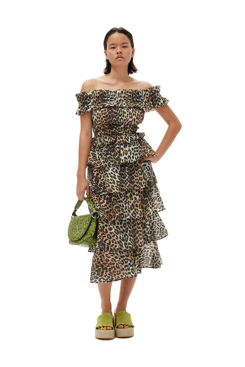 Sheer Voile Maxi Flounce Skirt, LENZING™ ECOVERO™, in colour Almond Milk - 4 - GANNI