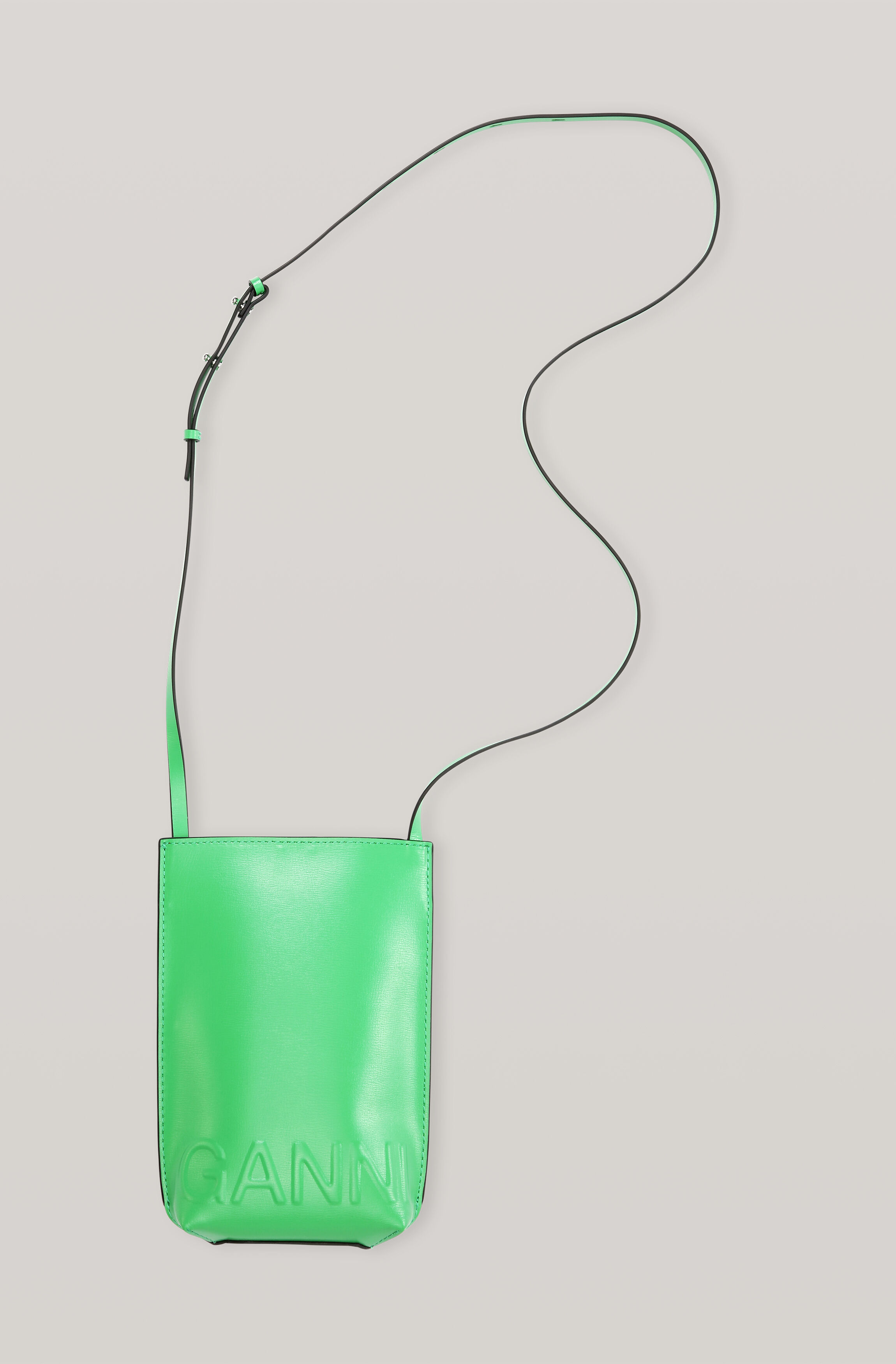 Recycled Leather Crossbody Mini Bag, Cotton, in colour Kelly Green - 1 - GANNI