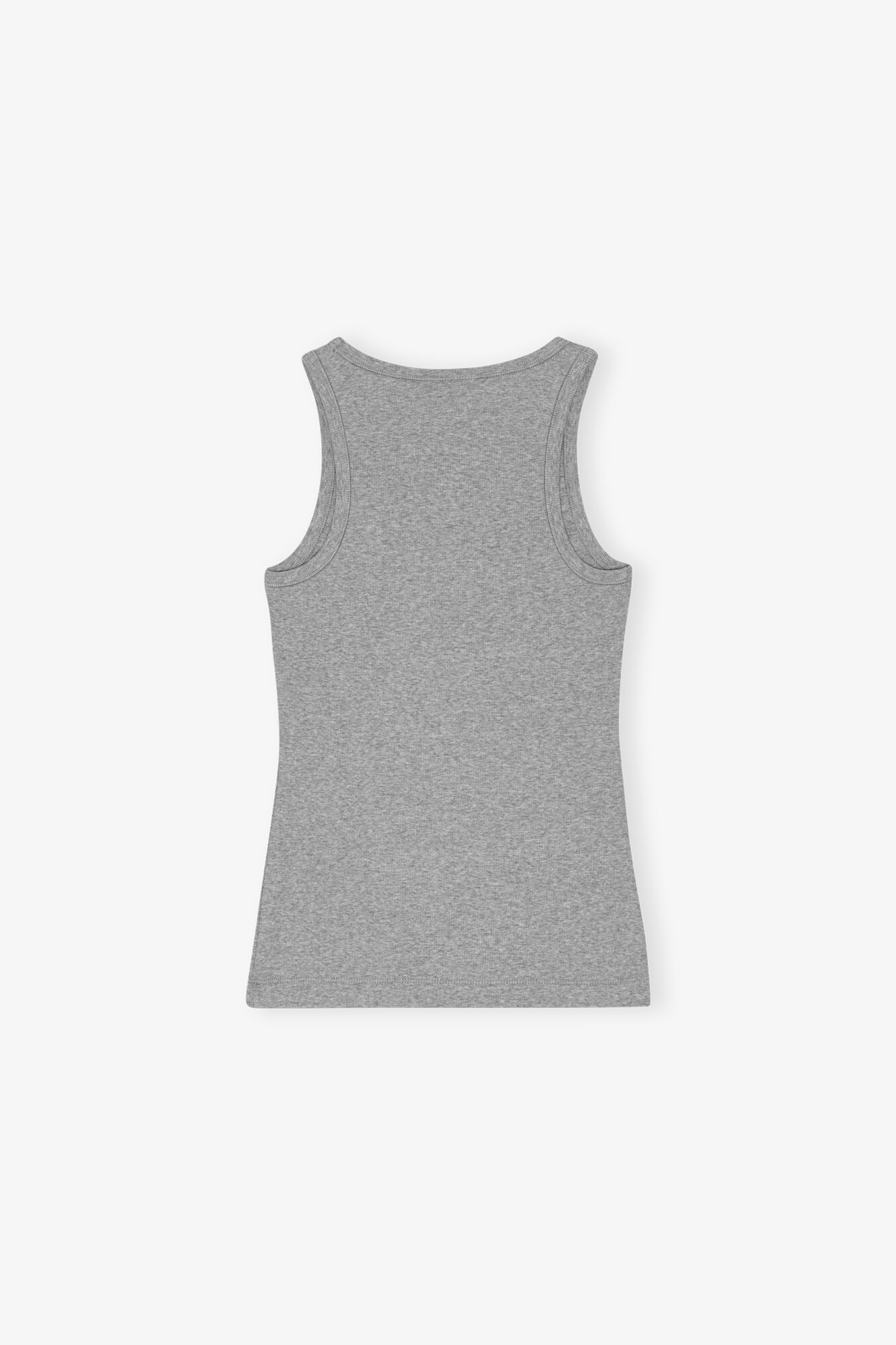 Grey Soft Cotton Rib Tank Top, Elastane, in colour Paloma Melange - 2 - GANNI