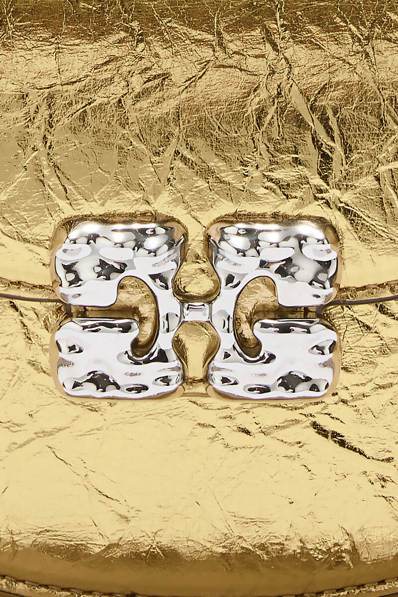 Lulu Wallet On Chain in Metallic, Polyurethane, in colour Gold - 3 - GANNI