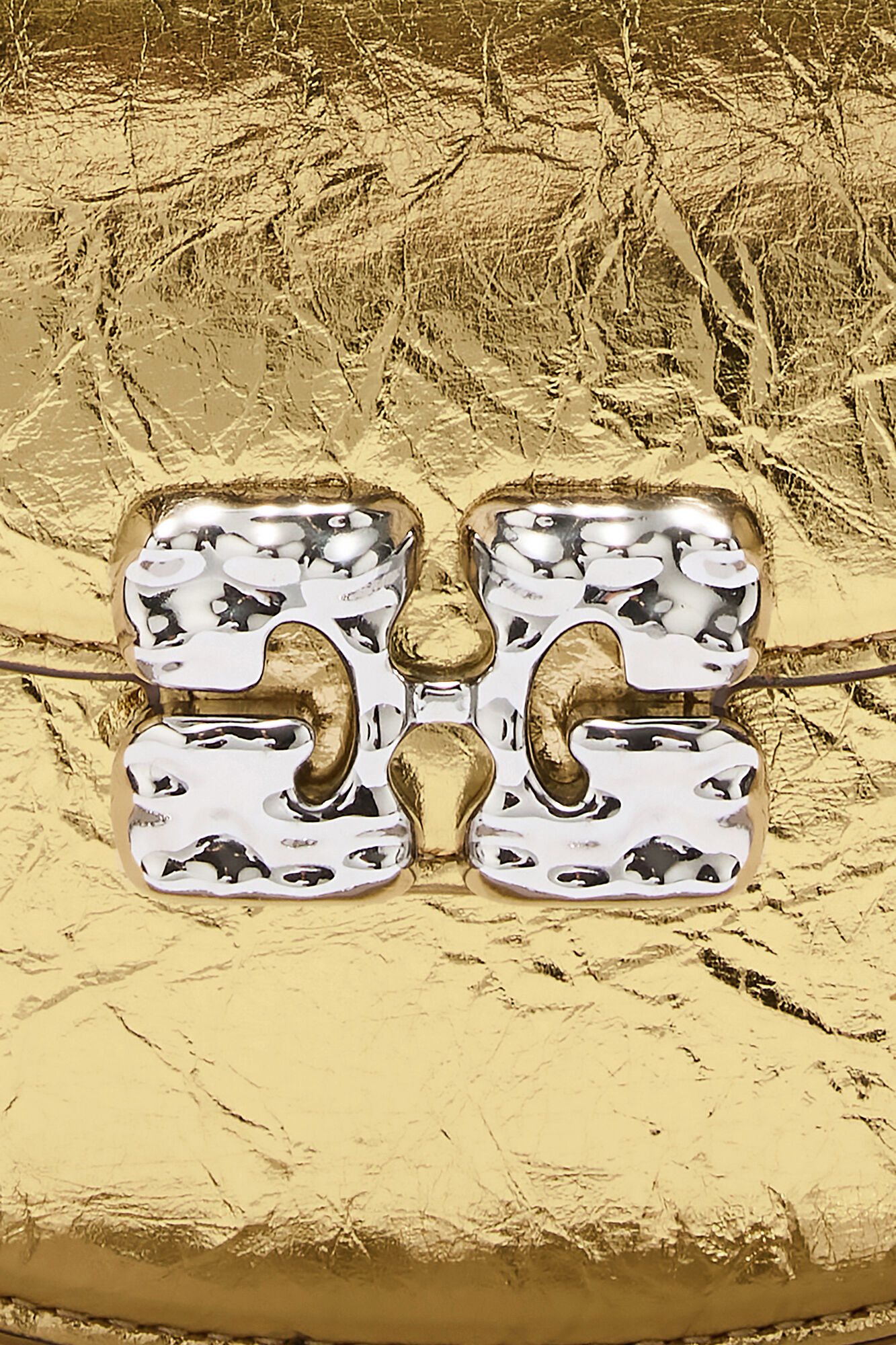 Lulu Wallet On Chain in Metallic, Polyurethane, in colour Gold - 3 - GANNI