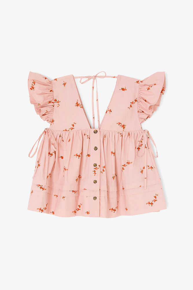 Blouse in Pink Cotton, Silver Pink