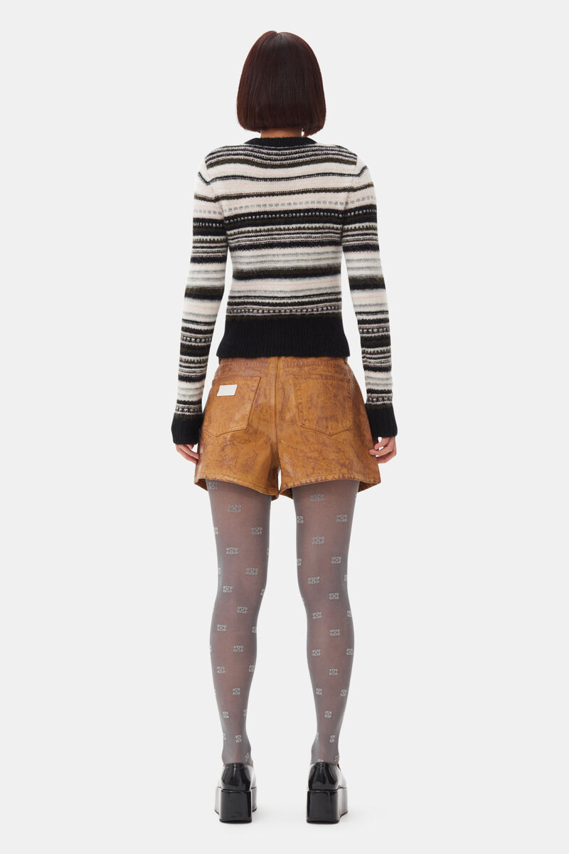 Black Stripe Cardigan, Alpaca, in colour Black - 4 - GANNI
