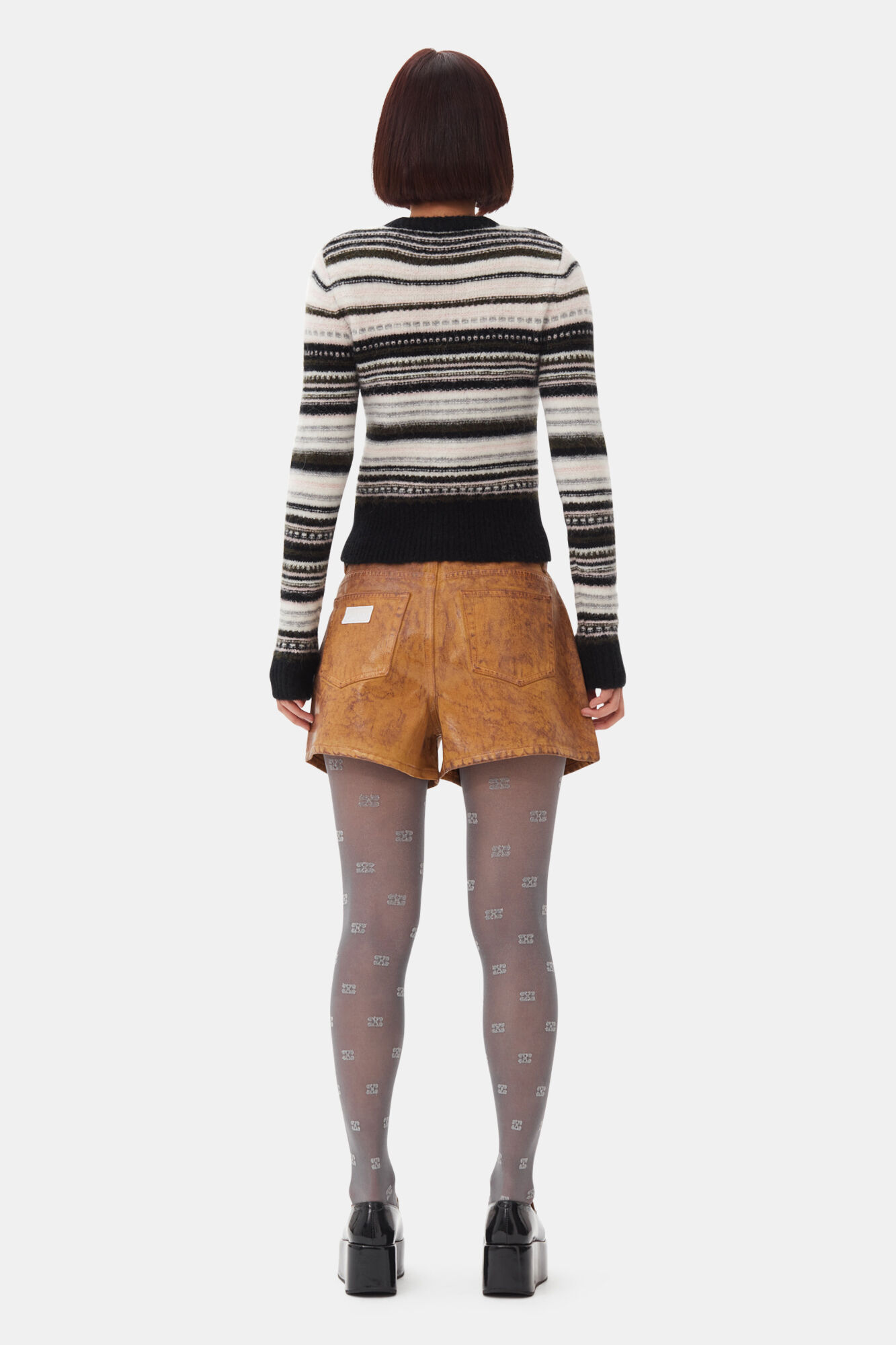 Black Stripe Cardigan, Alpaca, in colour Black - 4 - GANNI