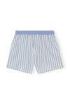 Striped Cotton Shorts, Cotton, in colour Forever Blue - 1 - GANNI