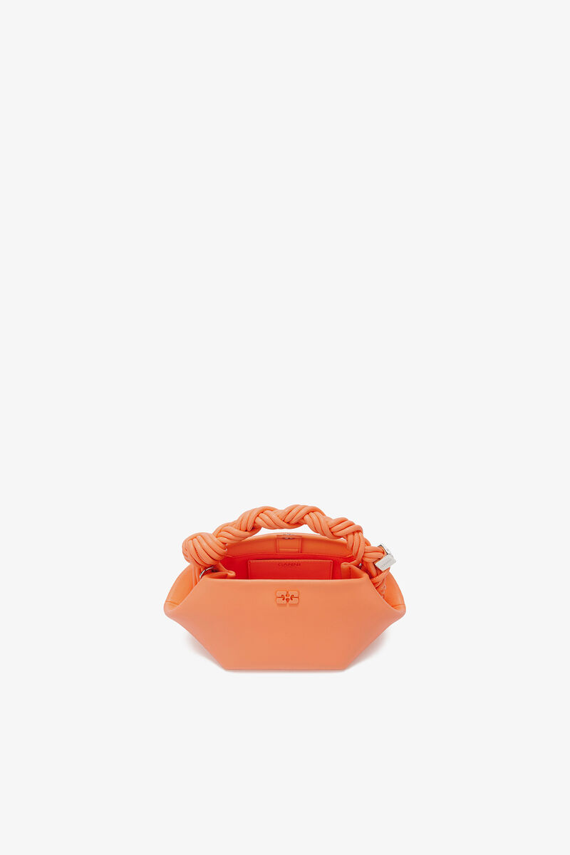 Mini Bou Bag in Orange, Recycled Leather, in colour Cantaloupe - 3 - GANNI