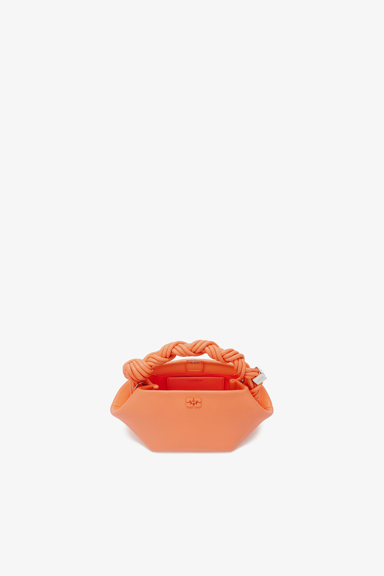Mini Bou Bag in Orange, Recycled Leather, in colour Cantaloupe - 3 - GANNI