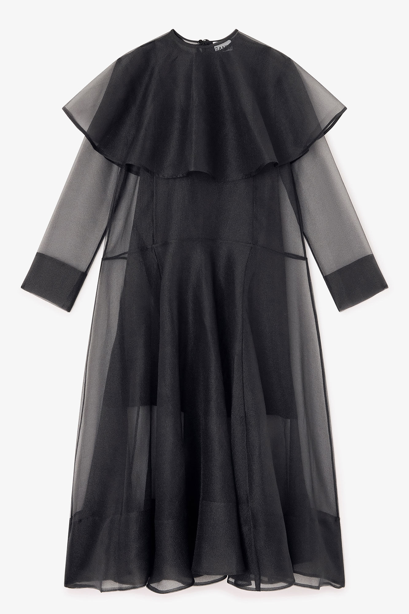 Black Circle Collar Dress, Recycled Polyester, in colour Black - 1 - GANNI