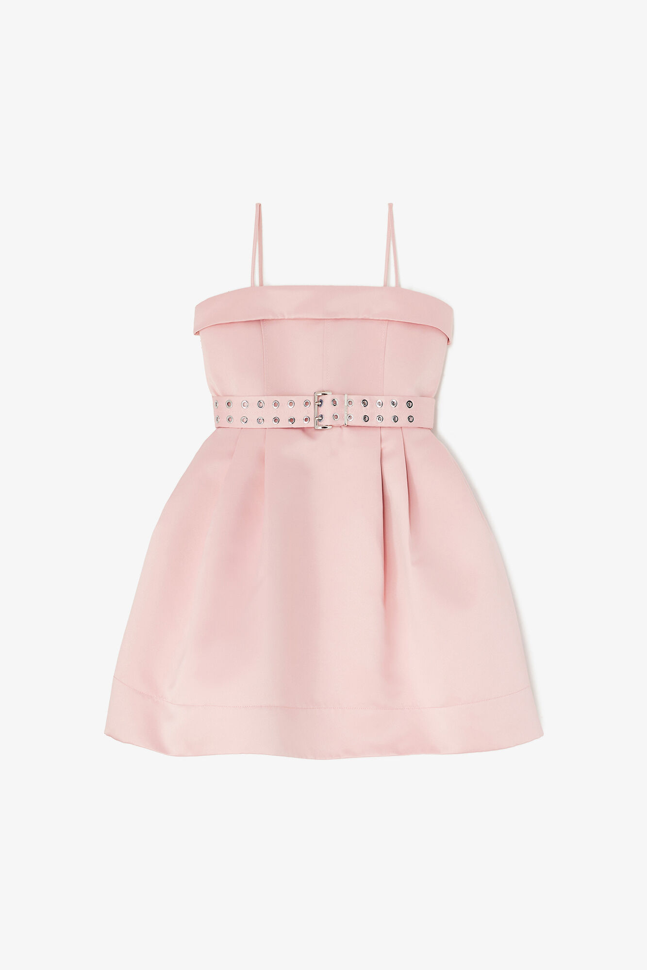 Kjole i pink satin, Recycled Polyester, in colour Potpourri - 1 - GANNI