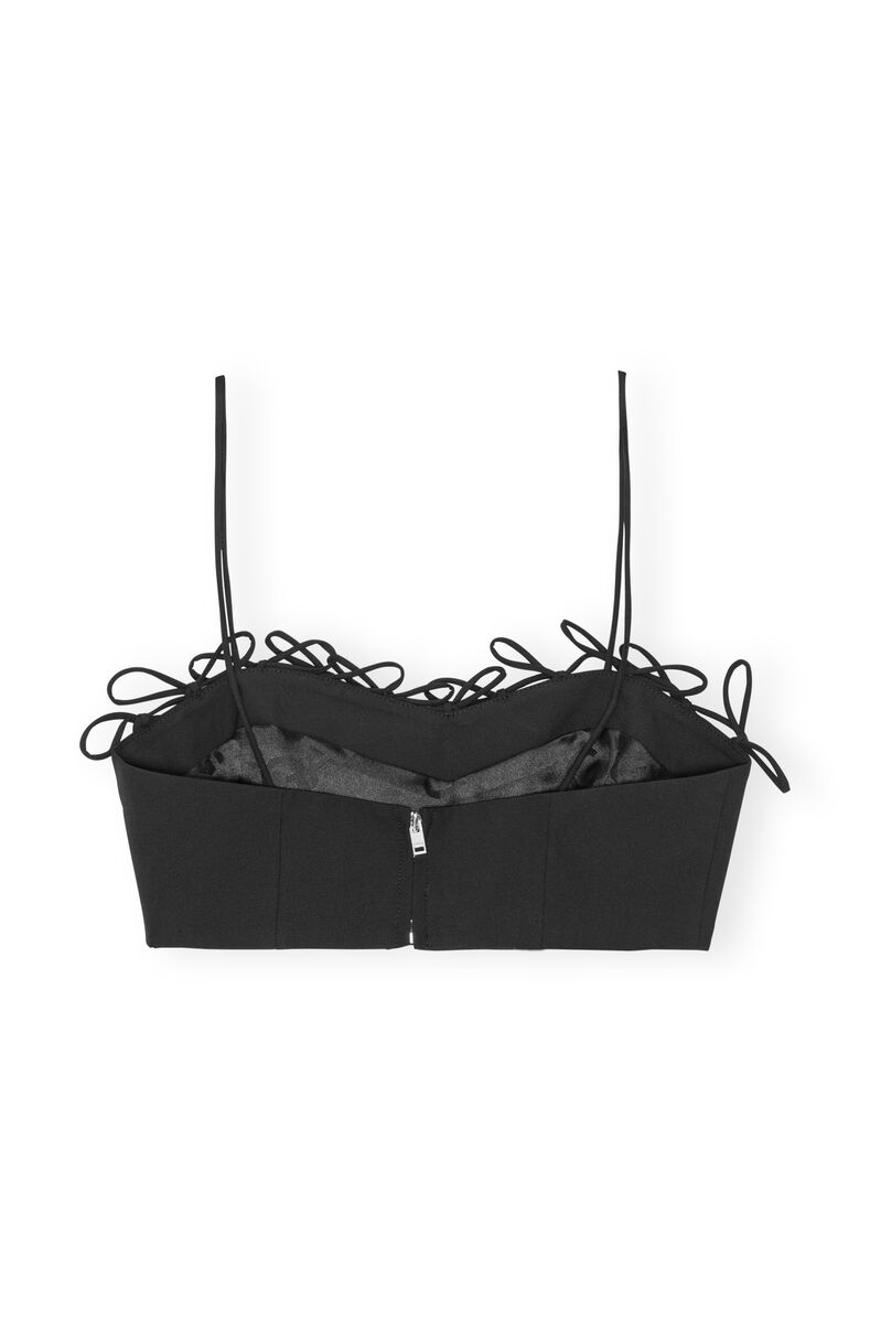 Black Drapey Melange Sleeveless topp, Elastane, in colour Black - 2 - GANNI