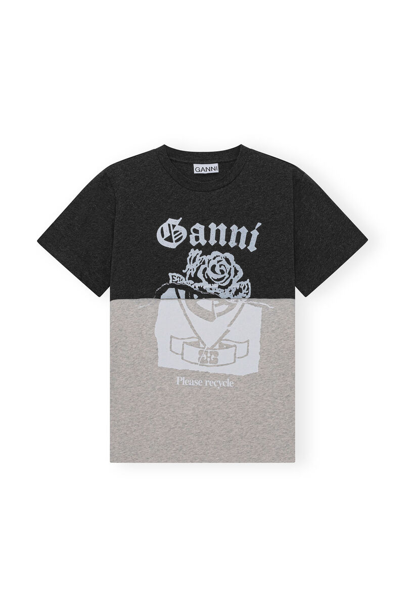 Re-cut Jersey T-shirt, Cotton, in colour Phantom - 1 - GANNI