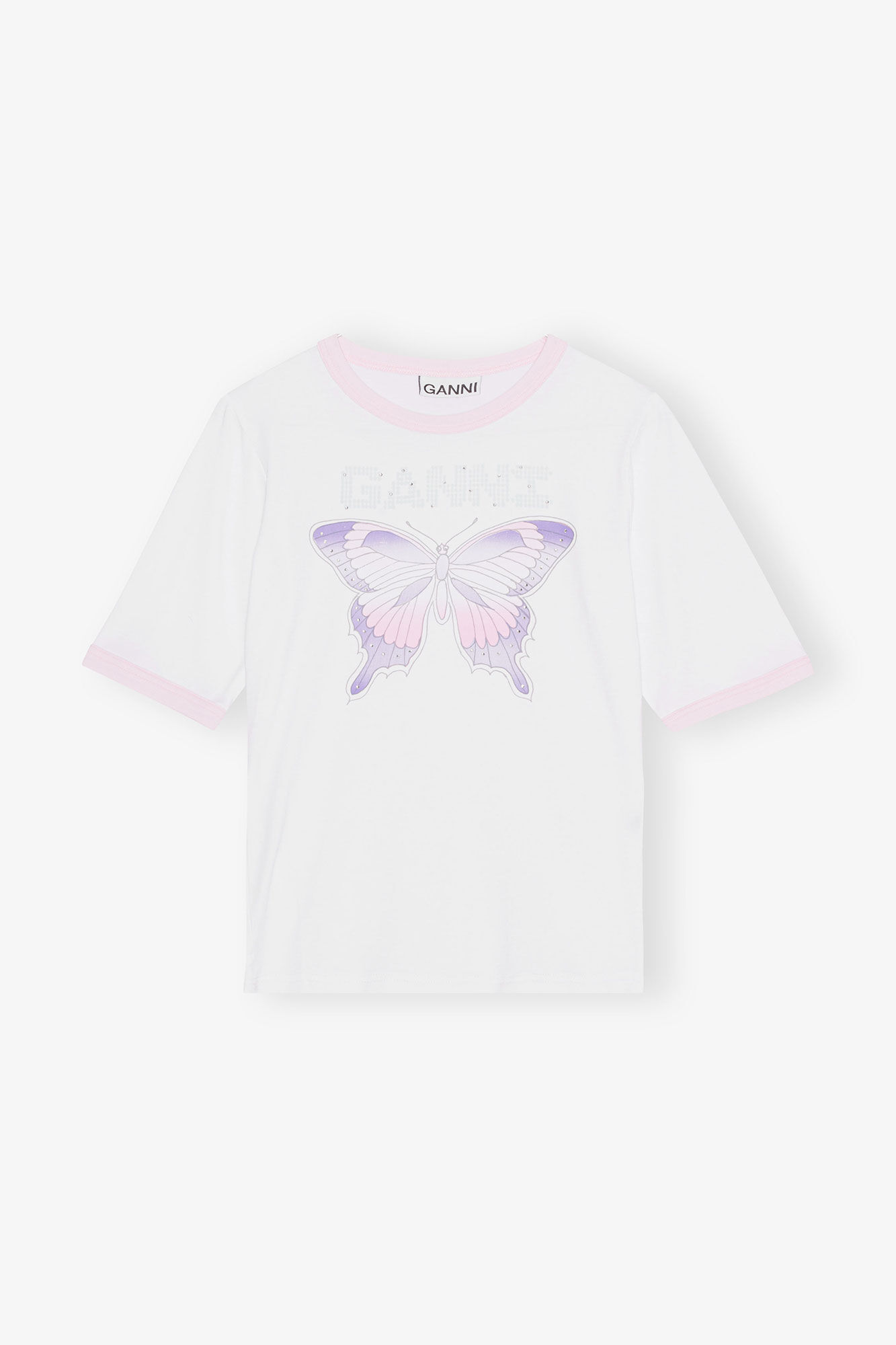 Fitted Butterfly T-shirt, Elastane, in colour Bright White - 3 - GANNI