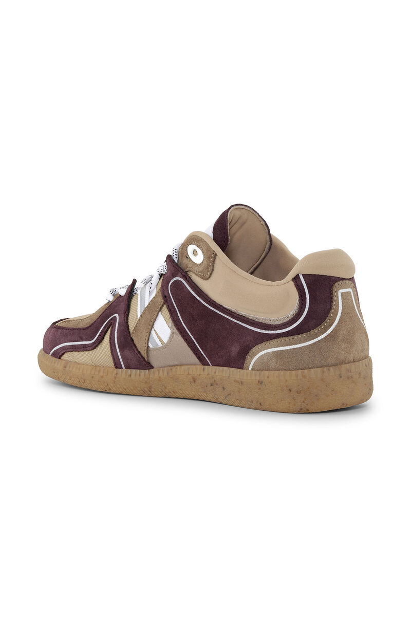 Red Sporty Mix Retro Sneakers, Elastane, in colour Burgundy - 2 - GANNI