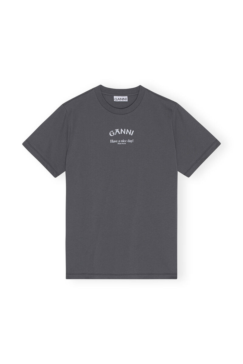 Lässiges Ganni-T-Shirt, Cotton, in colour Volcanic Ash - 1 - GANNI
