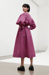 Seersucker Check V-neck Gathered Midi Dress, Polyamide, in colour Carmine Rose - 2 - GANNI