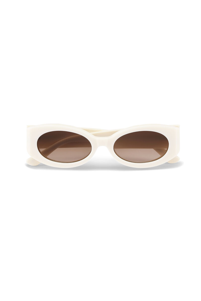 Biodegradable Acetate Oval Sunglasses, in colour Egret - 1 - GANNI
