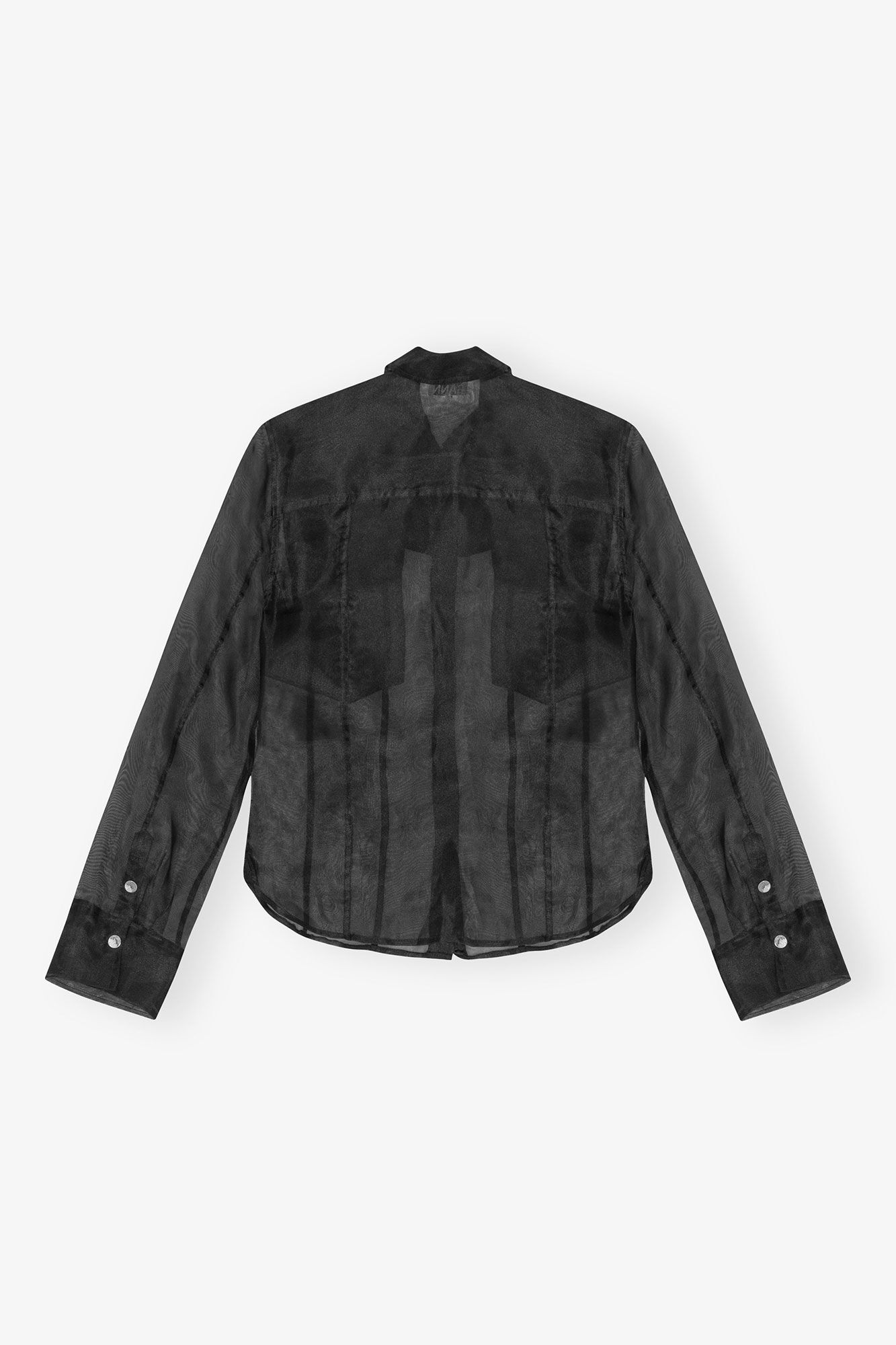 Black Technical Organza Shirt, Recycled Polyester, in colour Black - 2 - GANNI