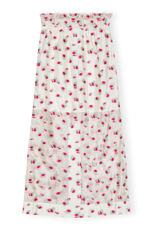 Floral Organza Jacquard Long Elasticated kjol, Polyester, in colour Tofu - 2 - GANNI