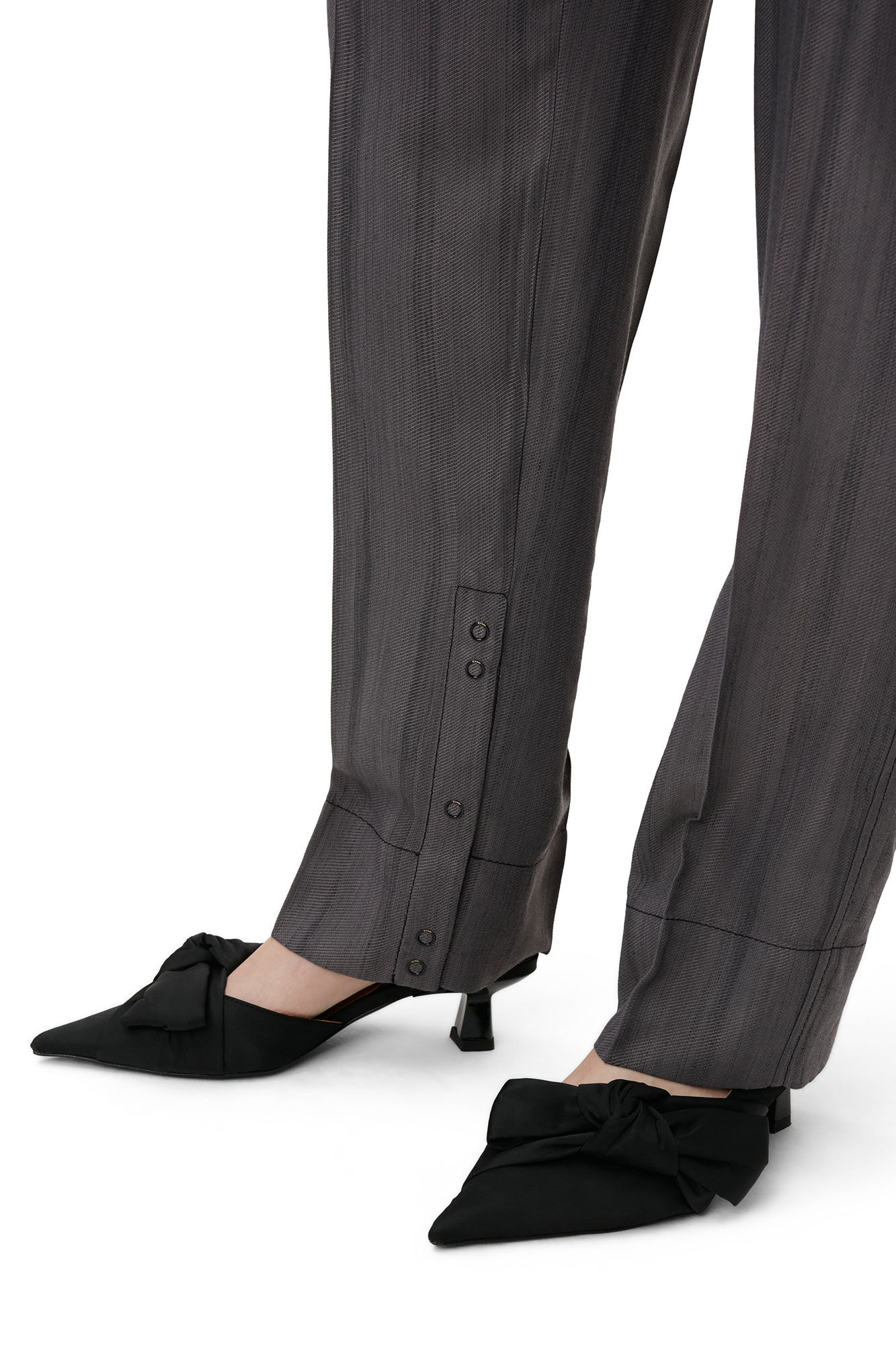 Soft Bow Slingback Pumps, Nylon, in colour Black - 1 - GANNI