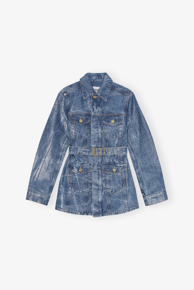 Blue Foil Denim Jacket, Mid Blue Stone