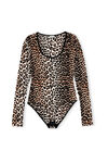 Rayon Underwear LS Bodystocking, Rayon, in colour Leopard - 1 - GANNI