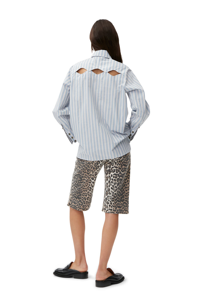 Cutout Shirt, Cotton, in colour Forever Blue - 2 - GANNI