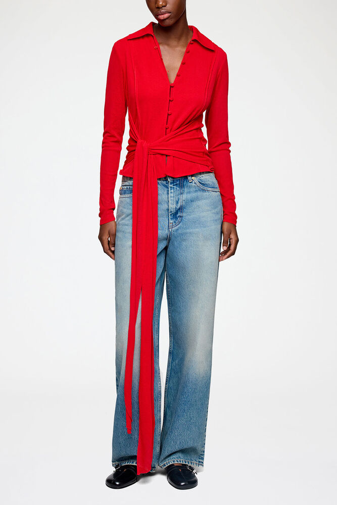Shirt in Red Marl Mesh, Goji Berry