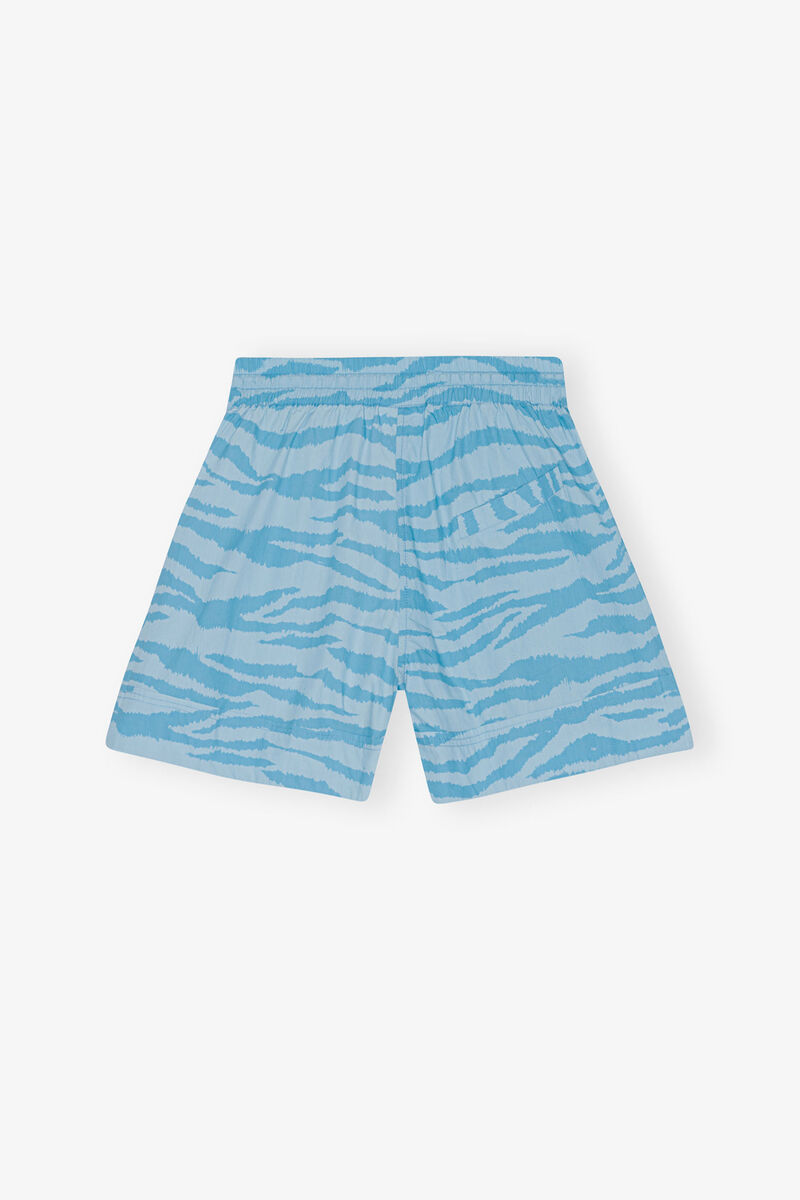 Printed Cotton Elasticated Shorts, Organic Cotton, in colour Ethereal Blue - 2 - GANNI