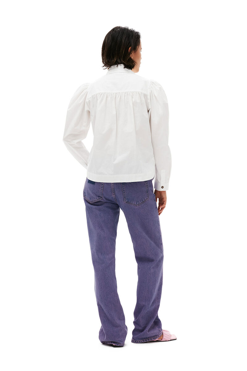 Cotton Poplin Shirt, Cotton, in colour Bright White - 6 - GANNI
