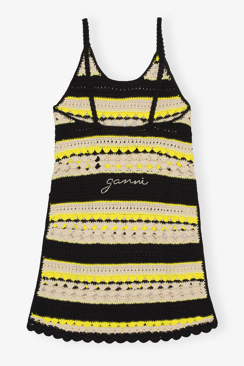 Crochet Slip Dress, Cotton, in colour Golden Kiwi - 3 - GANNI